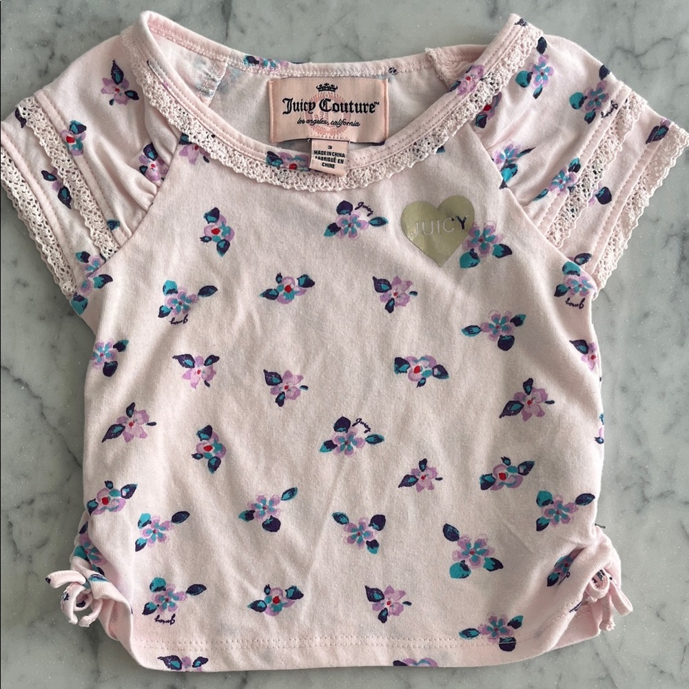 Juicy Couture Kids Top with Pink and Purple Floral Design